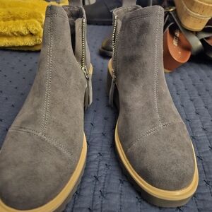 Gray Suede Ankle Boots. TOMS